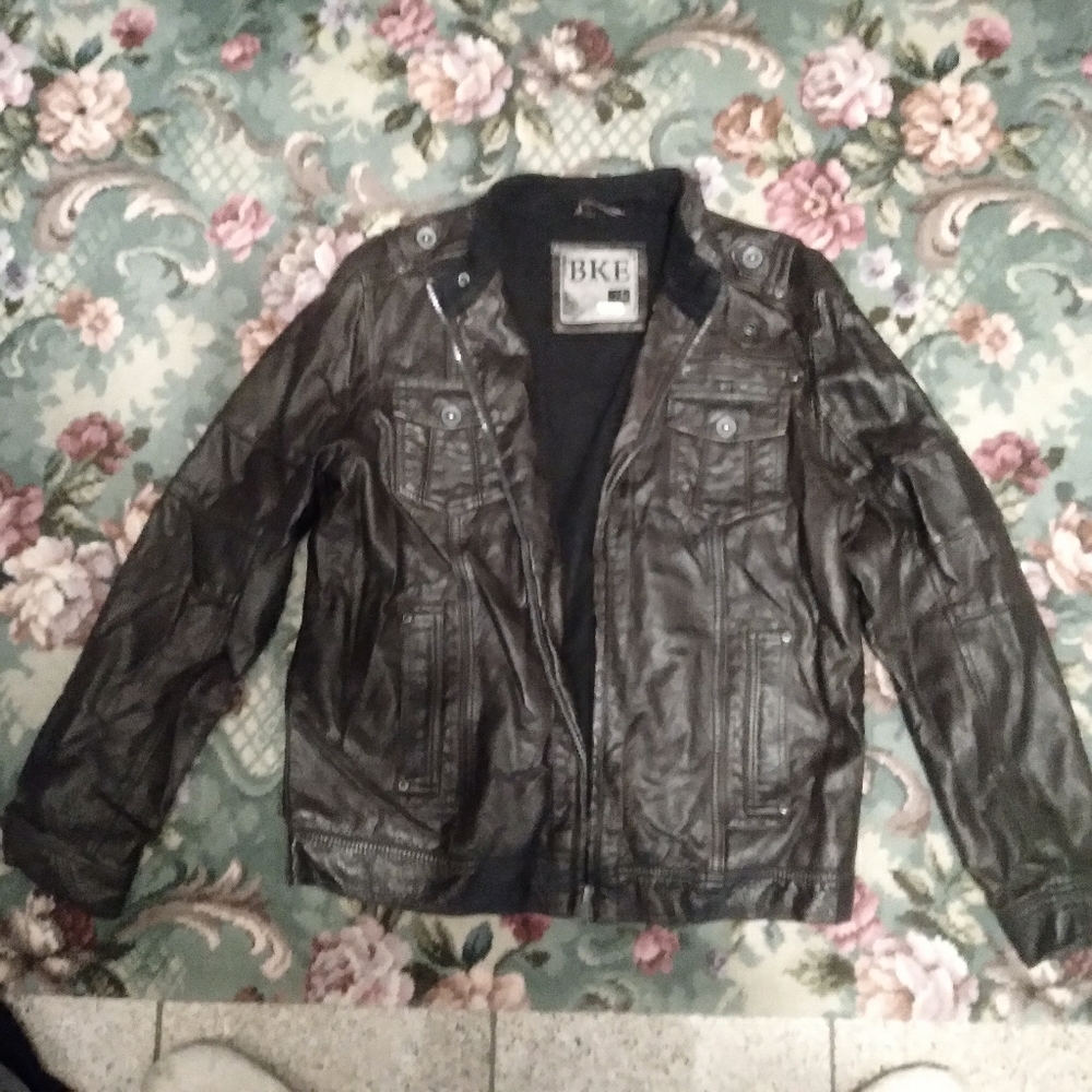 BKE Brown Faux Leather Jacket - Large